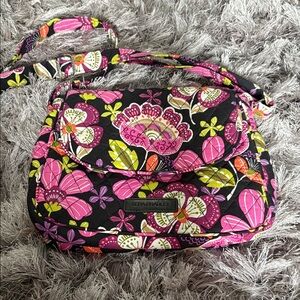 Vera Bradley Black and Pink Floral Crossbody Bag